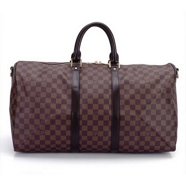 Louis Vuitton Damier Ebene Canvas Keepall 55 with Shoulder Strap N41414